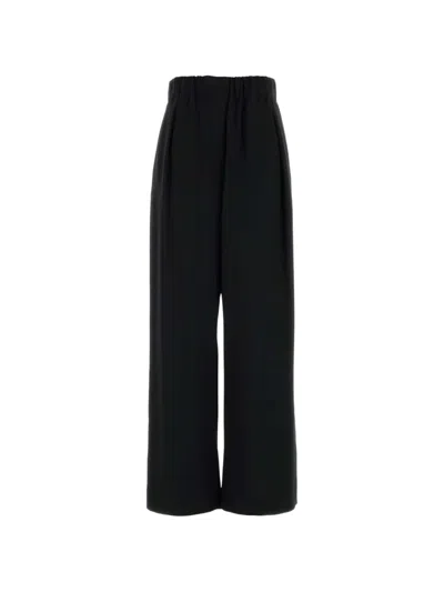 Jil Sander Crepe Wide Leg Pants Featuring Back Pockets In Black