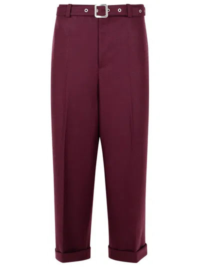 Jil Sander Wine Wool Pants In Burgundy