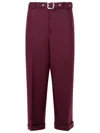Jil Sander Tailored Wool Trousers Buckle Detail In Burgundy