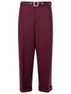 Jil Sander Tailored Wool Trousers Buckle Detail In Red