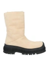 Jil Sander Woman Ankle Boots Beige Size 8 Leather, Shearling