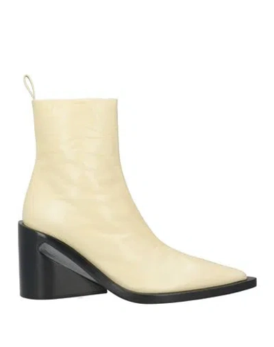 Jil Sander Woman Ankle Boots Beige Size 8 Soft Leather, Textile Fibers