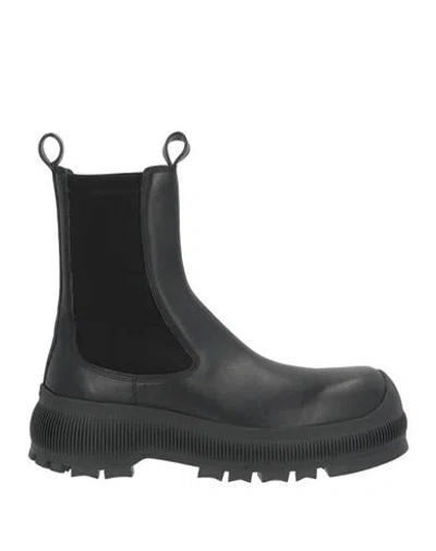 Jil Sander Woman Ankle Boots Black Size 7 Leather, Textile Fibers
