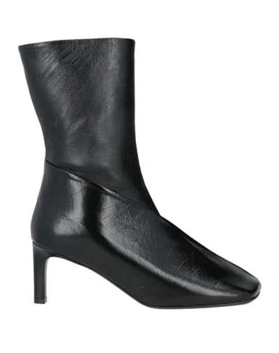 Jil Sander Woman Ankle Boots Black Size 8 Leather