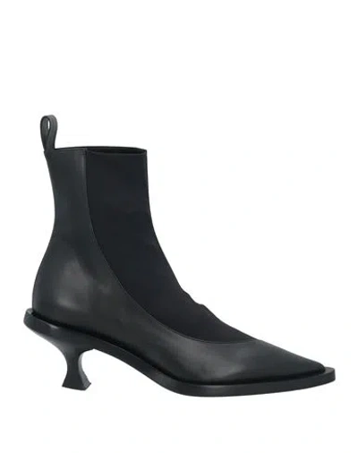JIL SANDER JIL SANDER WOMAN ANKLE BOOTS BLACK SIZE 8 LEATHER, ELASTIC FIBRES