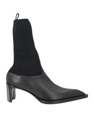 Jil Sander Woman Ankle Boots Black Size 8 Leather, Textile Fibers