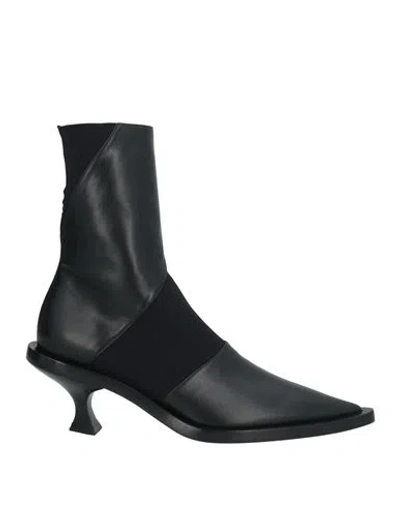 Jil Sander Woman Ankle Boots Black Size 8 Leather, Textile Fibers