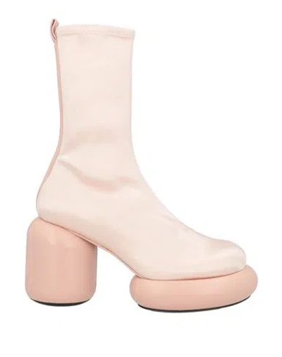 Jil Sander Woman Ankle Boots Blush Size 7 Textile Fibers, Leather In Pink