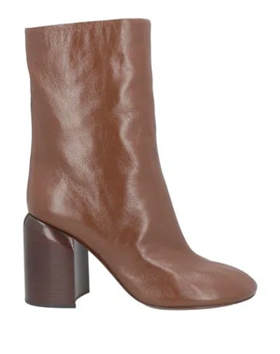 Jil Sander Woman Ankle Boots Cocoa Size 8 Soft Leather In Brown