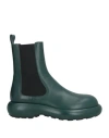 Jil Sander Bottle Green Leather Chelsea Ankle Boots In Green
