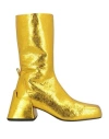 Jil Sander Woman Ankle Boots Gold Size 11 Leather