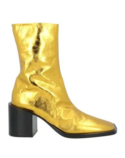 Jil Sander Woman Ankle Boots Gold Size 8 Leather