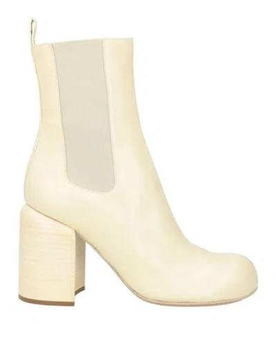 Jil Sander Woman Ankle Boots Ivory Size 7 Soft Leather In Multi