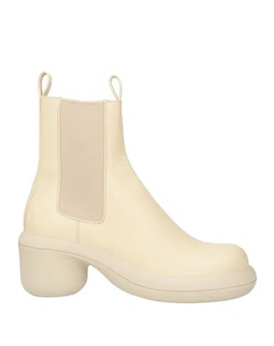 Jil Sander Woman Ankle Boots Beige Size 7 Soft Leather In White