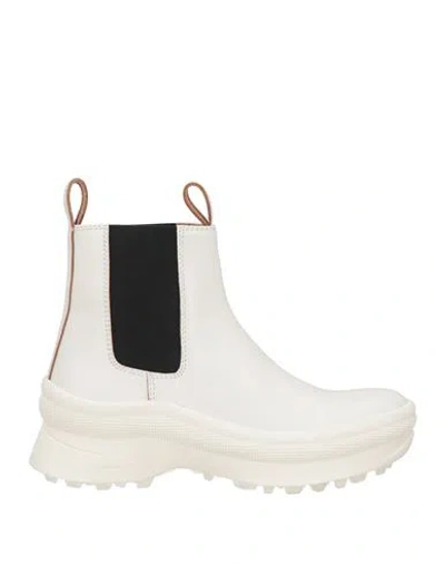 Jil Sander Woman Ankle Boots Ivory Size 11 Soft Leather In White