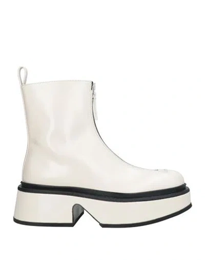 Jil Sander Woman Ankle Boots Off White Size 7 Soft Leather