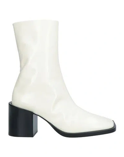 Jil Sander Woman Ankle Boots Off White Size 7 Leather