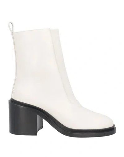 JIL SANDER JIL SANDER WOMAN ANKLE BOOTS OFF WHITE SIZE 8 SOFT LEATHER