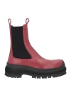 Jil Sander Woman Ankle Boots Red Size 7 Leather, Textile Fibers