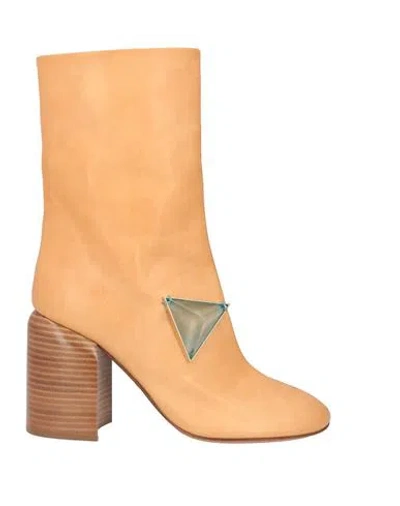 Jil Sander Woman Ankle Boots Sand Size 7.5 Leather In Beige