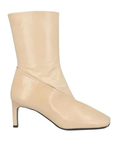 Jil Sander Woman Ankle Boots Sand Size 8 Leather In Nude