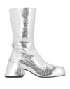 Jil Sander Cracked-effect Laminated Leather Boots In Silver