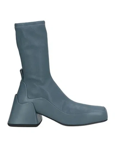 Jil Sander Woman Ankle Boots Slate Blue Size 6 Leather