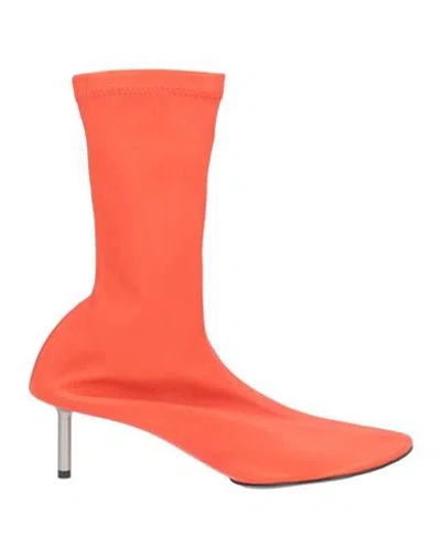 Jil Sander Woman Ankle Boots Tomato Red Size 9 Leather