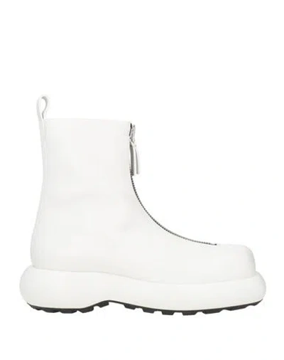 Jil Sander Woman Ankle Boots White Size 5 Leather