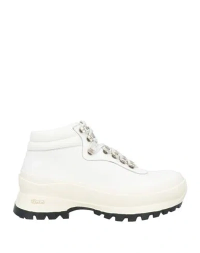 Jil Sander Ssense Exclusive Off-white Leather Hiking Boots In 100 Optical