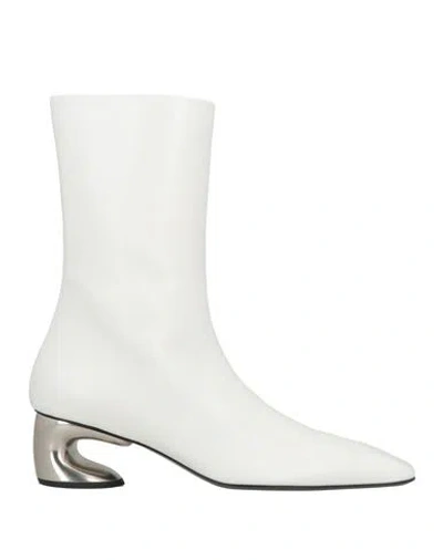 Jil Sander Woman Ankle Boots White Size 8 Calfskin