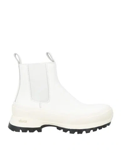 Jil Sander Woman Ankle Boots White Size 8 Leather