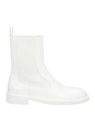 Jil Sander Woman Ankle Boots White Size 8 Leather