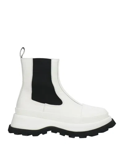 Jil Sander Woman Ankle Boots White Size 8 Soft Leather