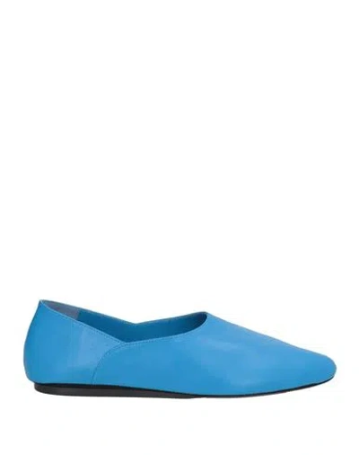 Jil Sander Woman Ballet Flats Azure Size 7 Leather In Blue