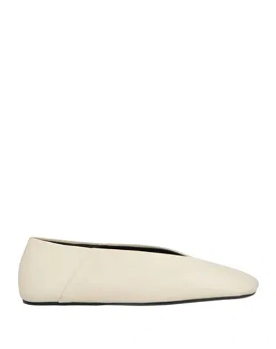 Jil Sander Woman Ballet Flats Beige Size 6 Leather