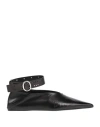 Jil Sander Strap Leather Ballet Flats In Black