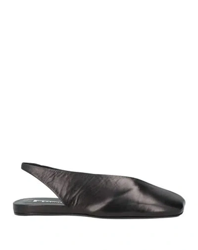 Jil Sander Woman Ballet Flats Black Size 7 Leather In Brown