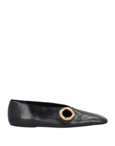 Jil Sander Woman Ballet Flats Black Size 9 Leather
