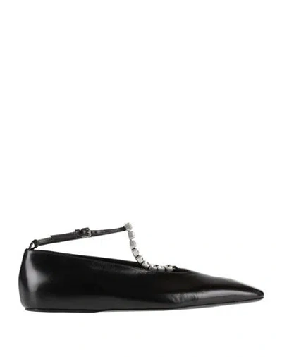 Jil Sander Woman Ballet Flats Black Size 8 Leather