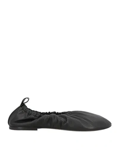 Jil Sander Woman Ballet Flats Black Size 8 Leather