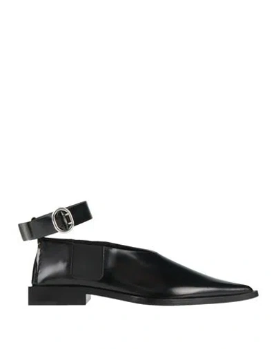 Jil Sander Woman Ballet Flats Black Size 8 Leather
