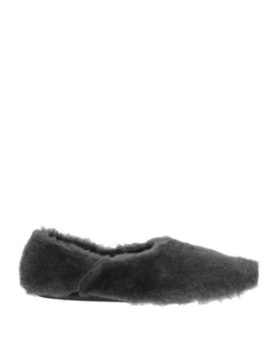 Jil Sander Woman Ballet Flats Charcoal Size 7 Shearling In Gray