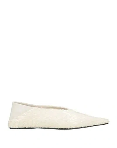 Jil Sander Woman Ballet Flats Cream Size 6 Leather In White