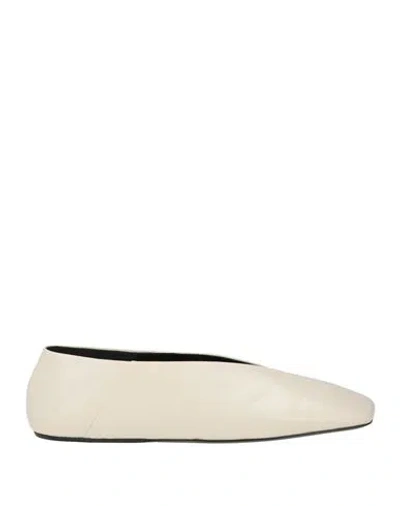 Jil Sander Woman Ballet Flats Cream Size 7.5 Calfskin In White