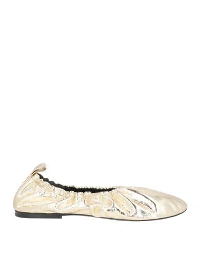 Jil Sander Woman Ballet Flats Gold Size 8 Leather