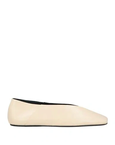 Jil Sander Off-white & Black Square Toe Ballerina Flats In 266 Champagne