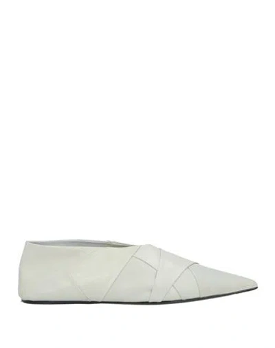 Jil Sander Woman Ballet Flats Light Grey Size 8 Soft Leather