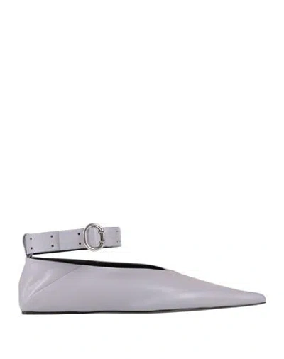 Jil Sander Woman Ballet Flats Lilac Size 10 Leather In Purple