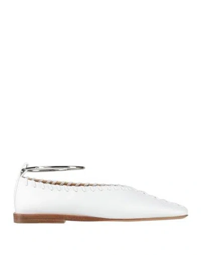 Jil Sander Woman Ballet Flats White Size 5 Soft Leather In Multi